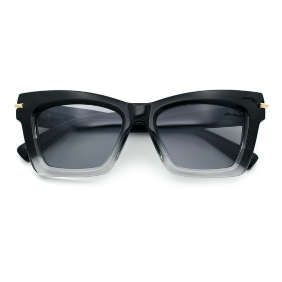 Womens Nerdy Thick Horn Rim Cat Eye Hipster Plastic Sunglasses Black Clear - Black