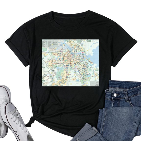 Womens Netherlands - Amsterdam - All Routes Map - HD T-Shirt Black Large