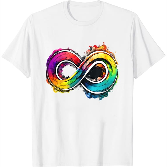 Womens Neurodiversity Infinity Autism Awareness Rainbow Colorful T-Shirt White 3X-Large