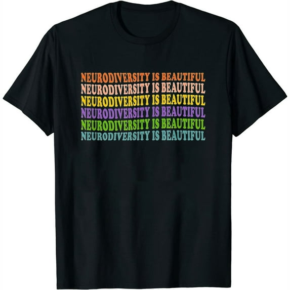 Womens Neurodiversity Is Beautiful - Autism Awareness Pride Rainbow T-Shirt Black Small