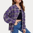 thumbnail image 1 of Womens New Arrivals,AXXD Casual Loose Plaid Long Sleeve Button Cardigan Sweater Tanks for Women Clearance Purple Size 8, 1 of 1