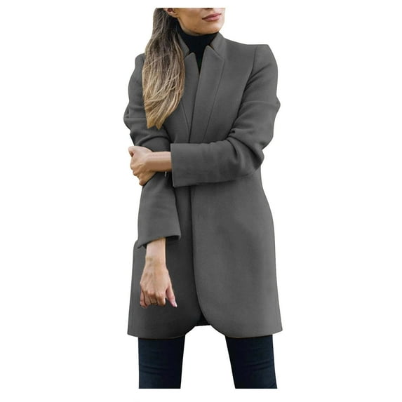 Womens New Long Sleeve Hairy Open Front Short Cardigan Suit Jacket Solid Long Coat