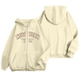 thumbnail image 1 of Womens New York Brooklyn Graphic Zip Up Hoodie Long Sleeve Hooded Sweatshirt with Front Pocket for Winter Casual Pullover Tops, 1 of 4