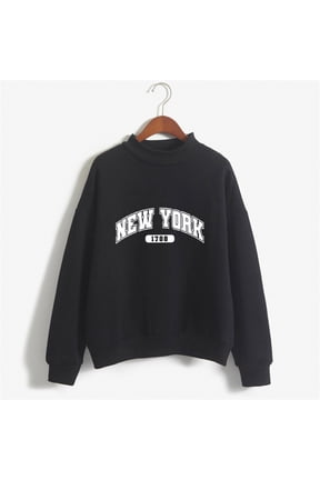 Womens New York Print Sweatshirt Lightweight Long Sleeve Loose Fit Tunic Tops Crewneck Y2K Fall Basic Pullover Sweater