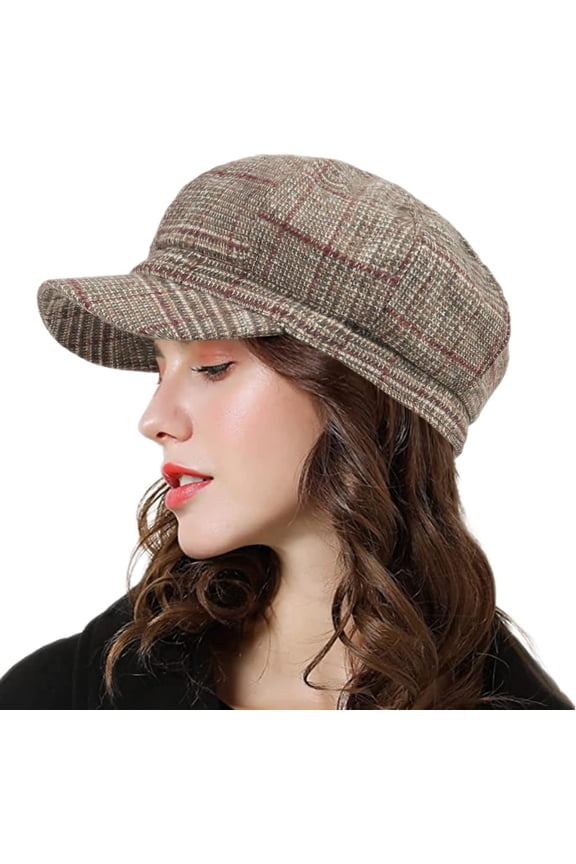 Womens Newsboy Cap, Hat with Visor Cabbie Fiddler Spring Summer Octagonal Paperboy Hat Girls Gift