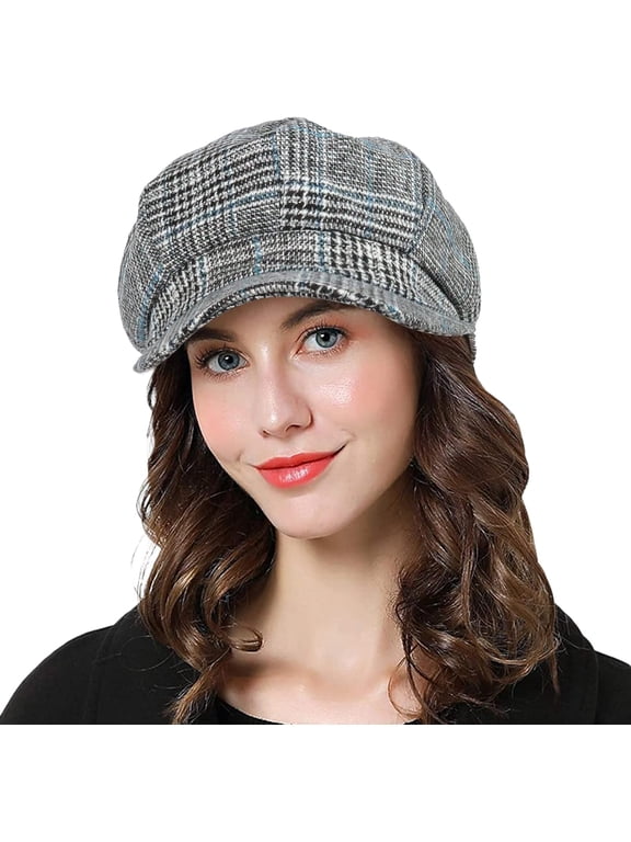 Womens Newsboy Cap, Hat with Visor Cabbie Fiddler Spring Summer Octagonal Paperboy Hat Girls Gift