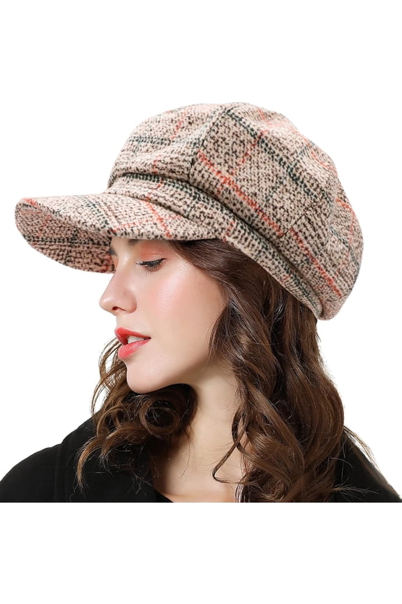 Womens Newsboy Cap, Hat with Visor Cabbie Fiddler Spring Summer Octagonal Paperboy Hat Girls Gift