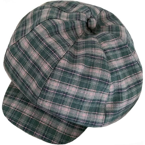 Womens Newsboy Cap Plaid Beret Hat Visor Flat Cap Vintage Cotton Hats Summer Cabbie Baker Boy Hat Beret Cap