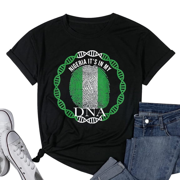 Womens Nigeria Its In My DNA Nigerian Flag T-Shirt Black Small