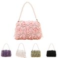 thumbnail image 1 of Womens Night Out Formal Handbag, Lace 3D Rose Floral Clutch Purse Convertible Crossbody Shoulder Bag with Detachable Chain for Wedding Prom,Pink, 1 of 4