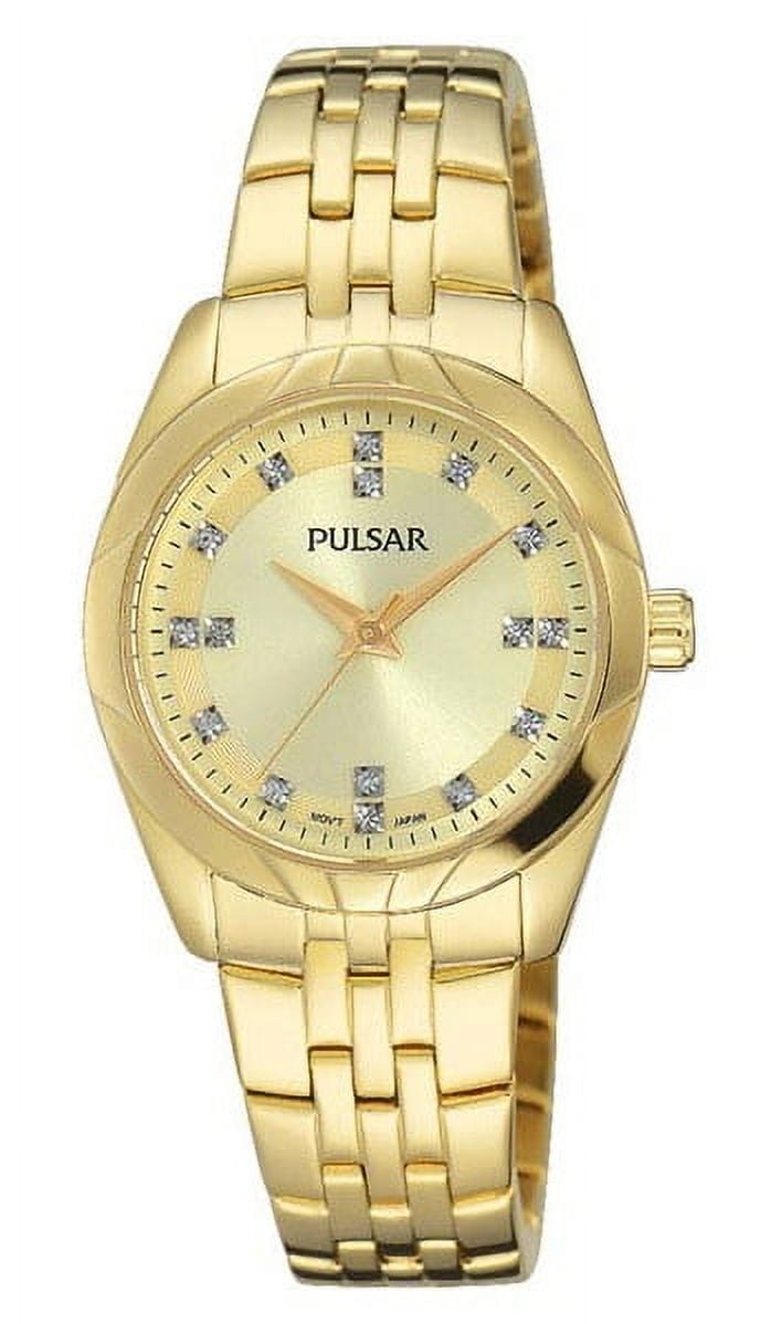 Pulsar watch with Swarovski elements New Battery Pulsar Watch Women Gold Silver Tone Swarovski  main image 2