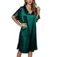 thumbnail image 1 of Womens Nightdress Solid Color Ice Silk Nightdress Summer Short Sleeve Gowns Underwear Sleepwear, 1 of 8