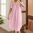 thumbnail image 1 of Womens Nightgown Long Sleeve House Dress with Pockets Sleep Dress Pink XL, 1 of 7