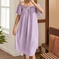 thumbnail image 1 of Womens Nightgown Long Sleeve House Dress with Pockets Sleep Dress Purple L, 1 of 7