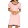 thumbnail image 1 of Womens Nightgown Sleepwear Pajamas - Women Short Sleeve Round Neck Sleep Dress Nightshirt,Pink,M, 1 of 4
