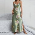 thumbnail image 1 of Womens Nightgown Sleeveless Long Night Gown Full Slip Sleep Dress Print Sleepwear Soft Lounge Dress Green L, 1 of 7