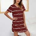 thumbnail image 1 of Womens Nightgown Womens Short Sleeve Striped Printing Sleepshirt Scoopneck Cute Nightdress Comfy Nightgown Dress Red, 1 of 4