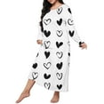 thumbnail image 1 of Womens Nightgowns Plus Size Casual Sleep Dress Women's Plus Heart Print Long Sleeve Round Neck Medium Stretch Loose Nightdress, 1 of 3