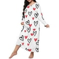 thumbnail image 1 of Womens Nightgowns Plus Size Casual Sleep Dress Women's Plus Heart Print Long Sleeve Round Neck Medium Stretch Loose Nightdress, 1 of 3