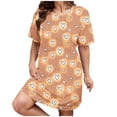 thumbnail image 1 of Womens Nightgowns Plus Size Casual Sleep Dress Women's Plus Heart Print Short Sleeve Round Neck Medium Stretch Loose Nightdress Valentine's Day Nightdress, 1 of 4