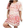 thumbnail image 1 of Womens Nightgowns Plus Size Casual Sleep Dress Women's Plus Heart Print Short Sleeve Round Neck Medium Stretch Loose Nightdress Valentine's Day Nightdress, 1 of 4