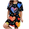 thumbnail image 1 of Womens Nightgowns Plus Size Casual Sleep Dress Women's Plus Heart Print Short Sleeve Round Neck Medium Stretch Loose Nightdress Valentine's Day Nightdress, 1 of 4