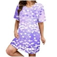 thumbnail image 1 of Womens Nightgowns Plus Size Casual Sleep Dress Women's Plus Heart Print Short Sleeve Round Neck Medium Stretch Loose Nightdress Valentine's Day Nightdress, 1 of 4