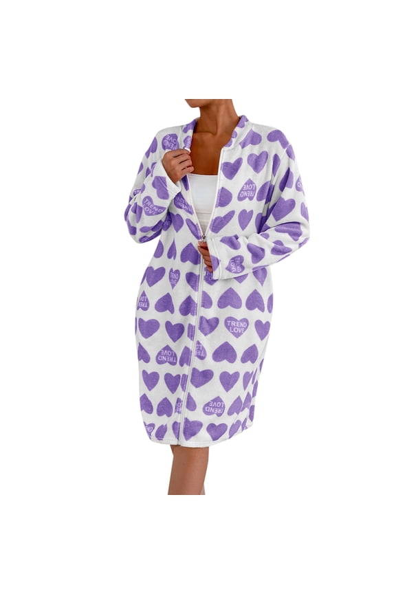 Womens Nightgowns Soft Comfy Button Down Long Robe Winter Thick Warm Bathrobe Casual Loungewear with Pockets