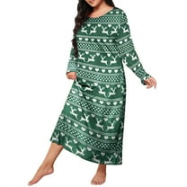 Womens Nightgowns Women Plus Size Sleepwear Round Neck Long Sleeve Printed Nightdress Pajamas