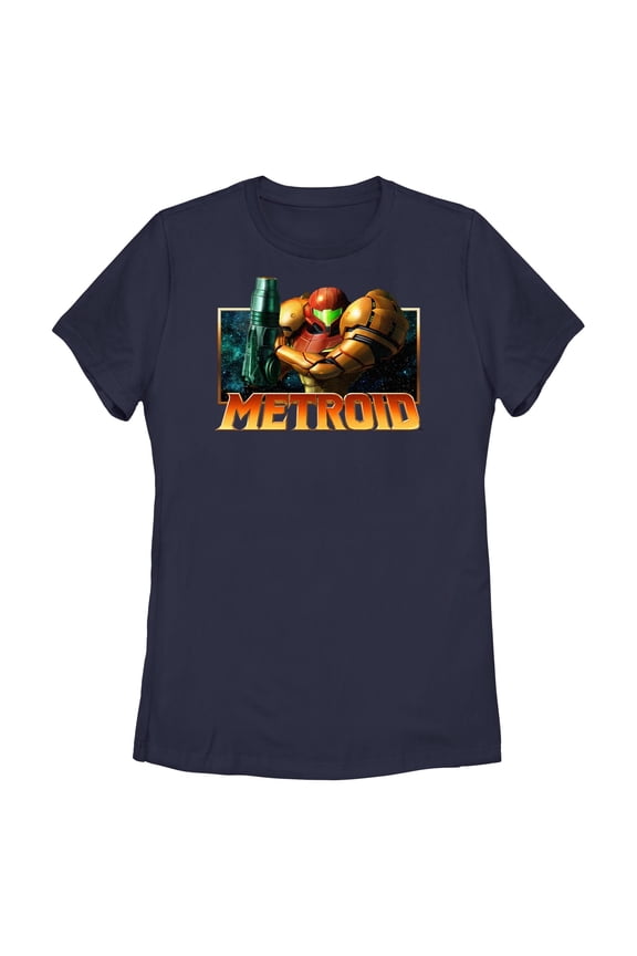 Womens Nintendo Samus Metallic Frame Badge T Shirt