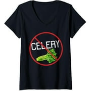 Womens No Celery Allergy Awareness Warning Allergic V-Neck T-Shirt