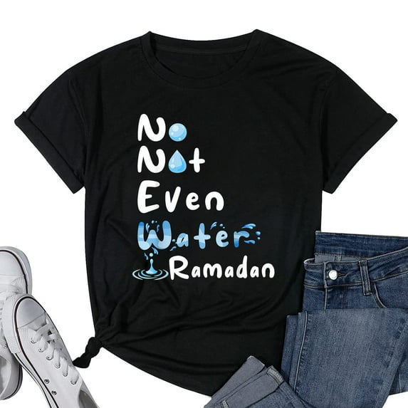 Womens No Not Even Water Ramadan Fasting Muslim Ramadan Kareem T-Shirt Black 3X-Large