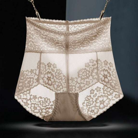 uublik Womens No Show Panties High Waist Breathable Briefs Soft Underpants Ladies Stretch Panties Lace Underwear Gray