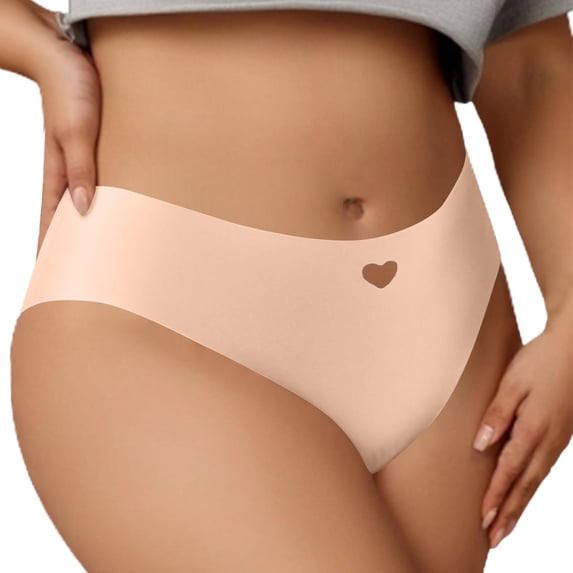 VONCOS Womens No Show Seamless Cotton Mid Rise Briefs, Breathable Invisible Panties, Soft Solid Color Underwear, Beige,Size XL