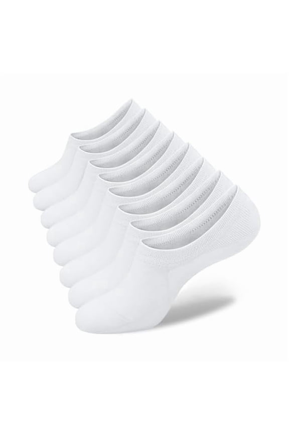 Womens No Show Socks - 4-8 Pairs, Low Cut, Non-Slip, Invisible Cotton Liner