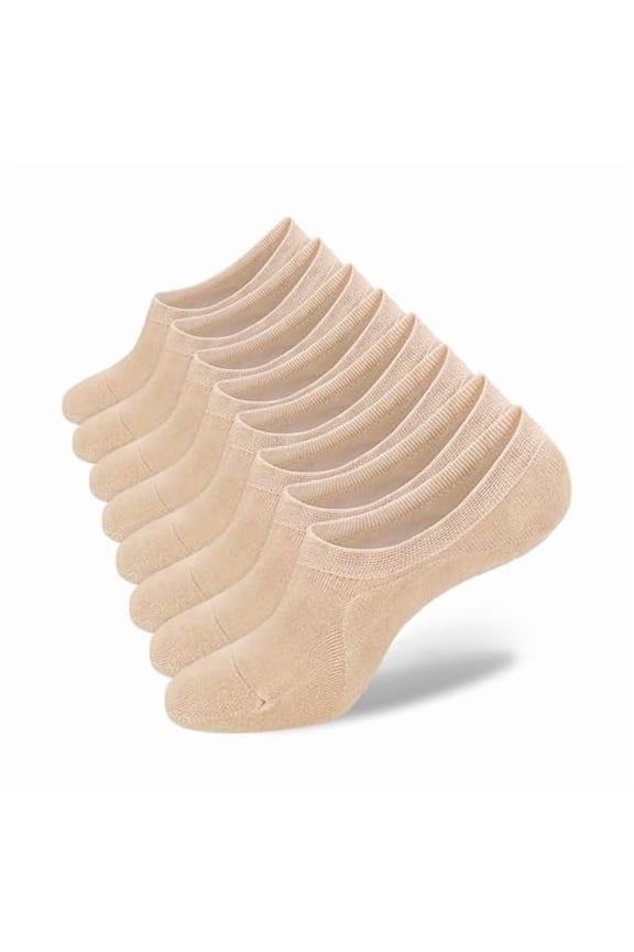 Womens No Show Socks - 4-8 Pairs, Low Cut, Non-Slip, Invisible Cotton Liner