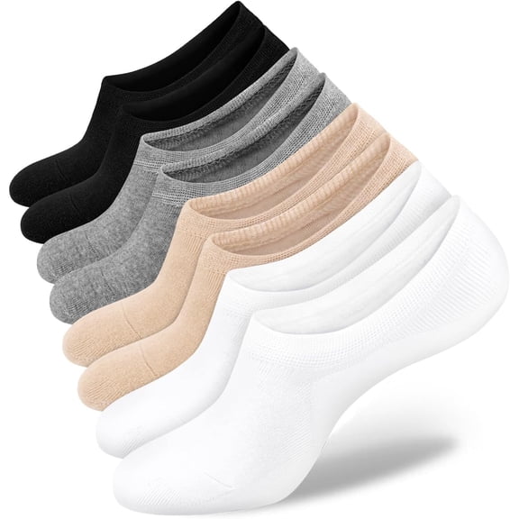 Womens No Show Socks 4-8 Pairs Ondo Low Cut Non-Slip Socks Invisible Cotton Liner Socks