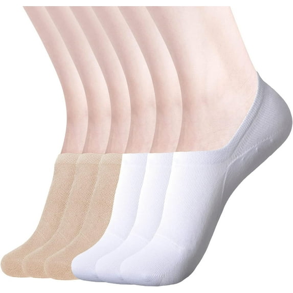 Womens No Show Socks Non Slip Flat Boat Line Low Cut Socks (6-12 Packs)