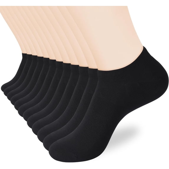 Womens No Show Socks Non Slip Flat Boat Line Low Cut Socks (6 Packs) Black