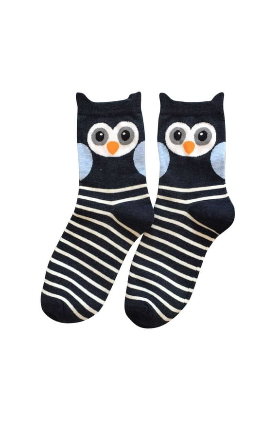 Womens No Show Socks Size 9-11 Women Warm Cotton Socks Pinstripe Owl Socks Three Ear Mouth Socks