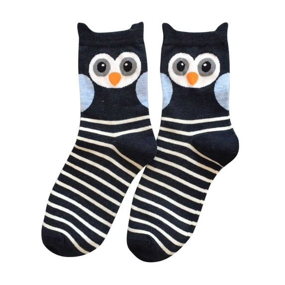 Womens No Show Socks Size 9-11 Women Warm Cotton Socks Pinstripe Owl Socks Three Ear Mouth Socks