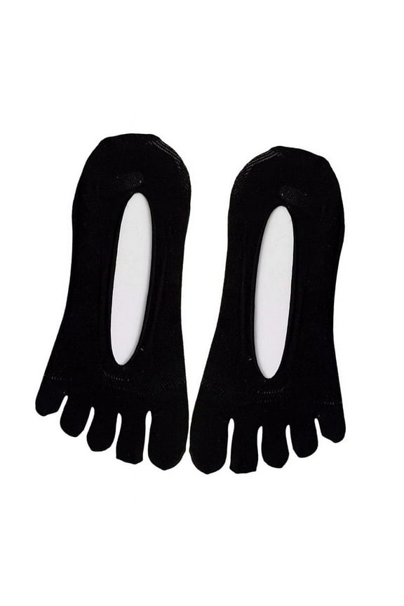Womens No Show Thin Toe Socks Cotton Nylon Low Cut Liner Non Slip Hidden Invisible Five Finger Socks for Flats Boat -