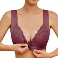 thumbnail image 1 of Womens No Steel Ring French Womens Front Close Bra T Back Plus Size Seamless Unlined Bra For Large Bust Low Back Sports Bra, 1 of 5