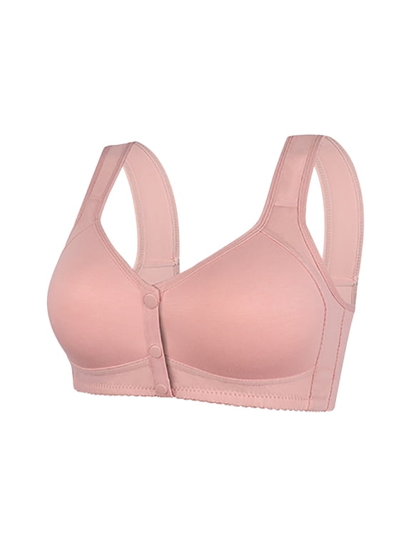 Womens No Steel Ring Front Close Bra T Back Plus Size Seamless Unlined Bra For Large Bust