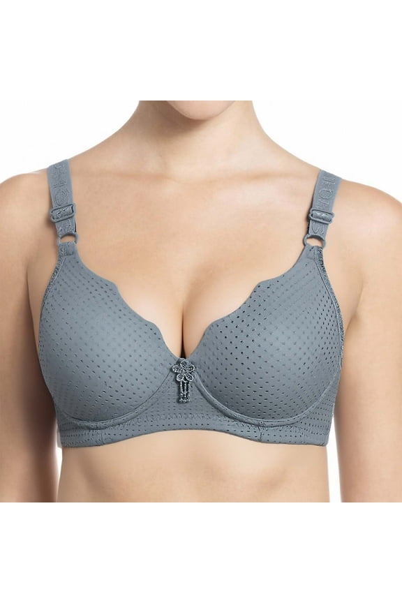 Womens No Underwire Push Up Bras Lightweight Breathable Full Coverage Bralettes Everyday Bra Gray S(36/80BC)