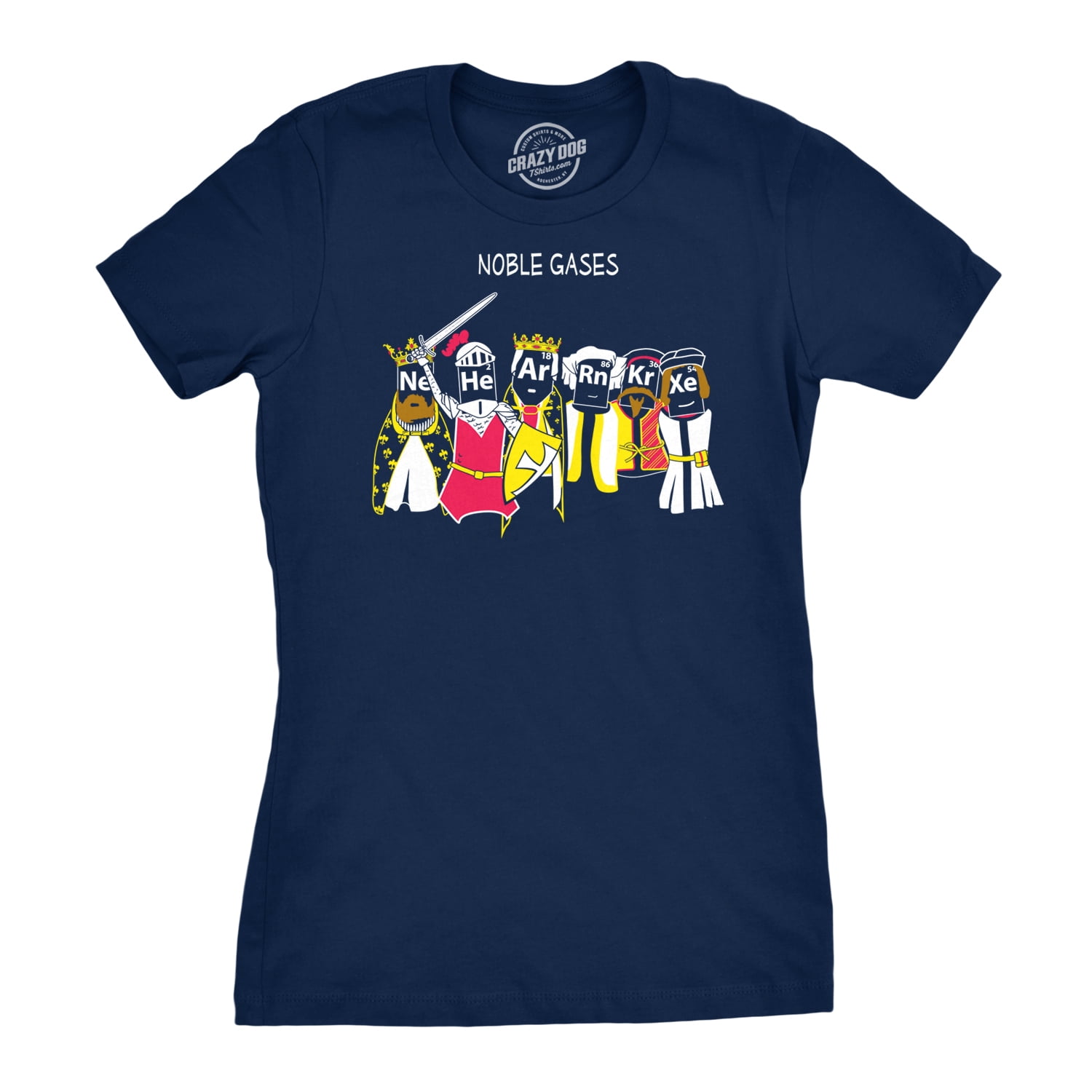 Womens Noble Gases Science T Shirt Funny Nerdy Tee for Geeks Cool