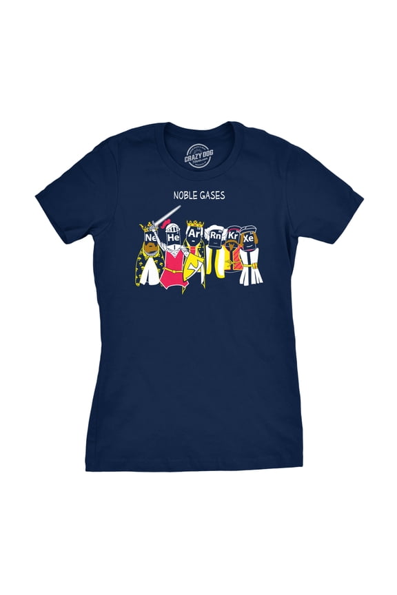 Womens Noble Gases Science T Shirt Funny Nerdy Tee for Geeks Cool Graphic Womens Graphic Tees