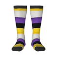 thumbnail image 1 of Womens Non-Binary Pride Flag Knee High Socks Comfy Thermal Boot Long Socks, 1 of 7