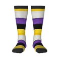 thumbnail image 1 of Womens Non-Binary Pride Flag Knee High Socks Comfy Thermal Boot Long Socks, 1 of 7