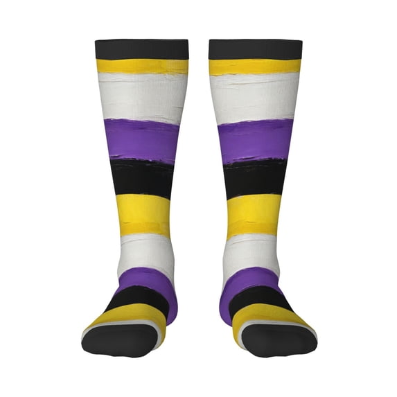 Womens Non-Binary Pride Flag Knee High Socks Comfy Thermal Boot Long Socks